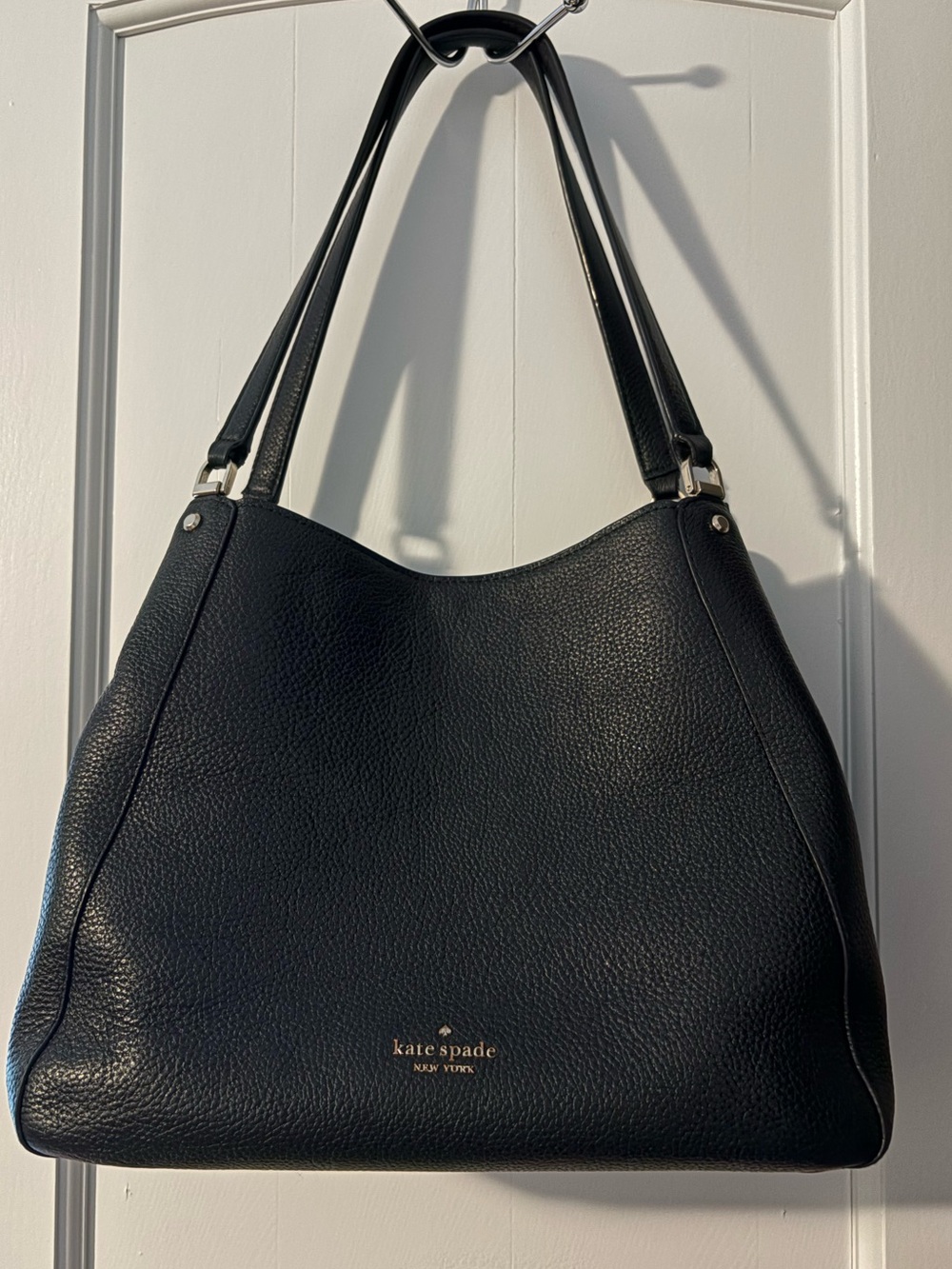 kate spade Black Pebbled Leather Double-Handle Shoulder Bag